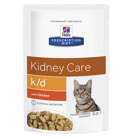 Hills Prescription Diet Feline k/d Chicken / Лечебные Паучи Хиллс k/d для кошек Заболевание почек (почечная недостаточность) Курица (цена за упаковку)