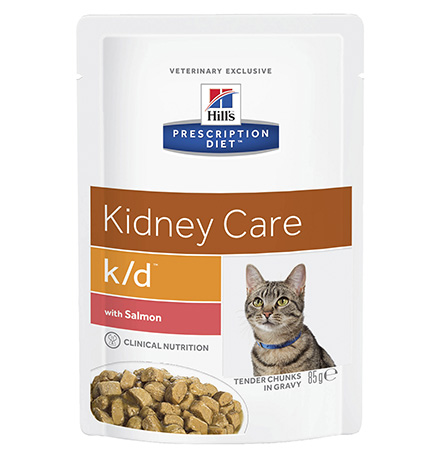 Hills Prescription Diet Feline k/d Salmon / Лечебные Паучи Хиллс k/d для кошек Заболевание почек (почечная недостаточность) Лосось (цена за упаковку)