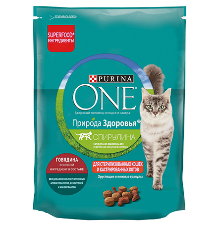 Purina One Природа здоровья / Сухой корм Пурина Уан для Стерилизованных кошек и котов Говядина