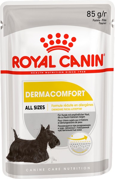 Royal Canin Dermacomfort / Влажный корм (паштет) Роял Канин Дермакомфорт для собак всех размеров Снижение риска Аллергии (цена за упаковку)
