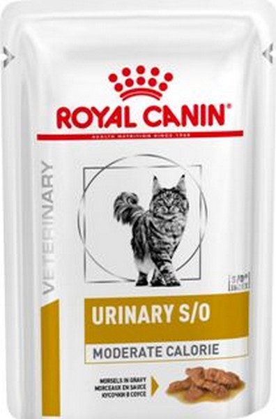 Royal Canin Urinary S/O Moderate Calorie / Ветеринарный влажный корм (Консервы-Паучи) Роял Канин Уринари для кошек после кастрации/стерилизации или при предрасположенности к избыточному весу при лечении мочекаменной болезни