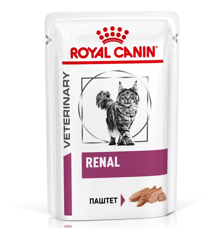 Royal Canin Loaf / Ветеринарный влажный корм (Паучи) Роял Канин Ренал для кошек Заболевание почек (хроническая почечная недостаточность) Паштет (цена за упаковку)