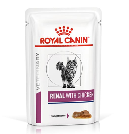 Royal Canin Renal with Chicken / Ветеринарный влажный корм (Консервы-Паучи) Роял Канин Ренал для кошек Заболевание почек (хроническая почечная недостаточность) с Курицей (цена за упаковку)