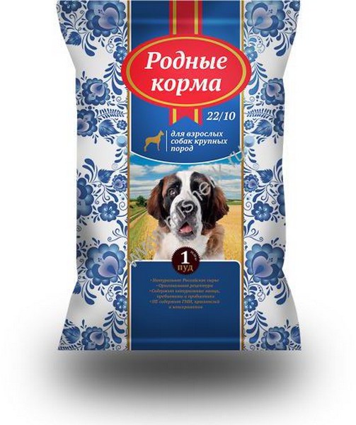 Родные Корма 22-10 / Сухой корм для взрослых собак Крупных пород