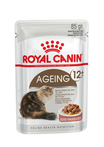 Royal Canin Ageing 12+ / Влажный корм (Консервы-Паучи) Роял Канин Эйжинг для Пожилых кошек старше 12 лет в Соусе (цена за упаковку)