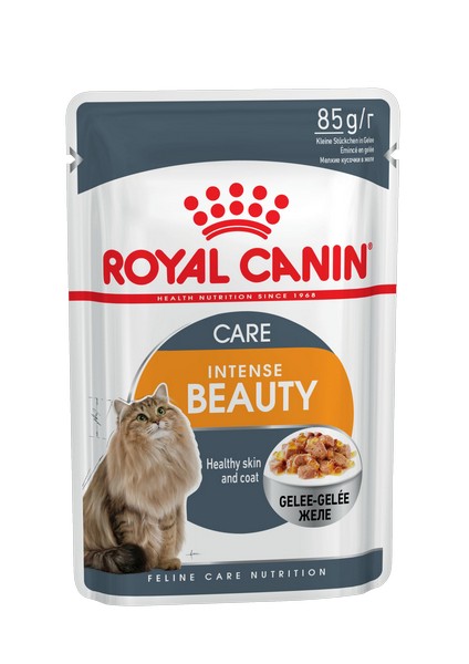 Royal Canin Intense Beauty Jelly / Влажный корм (Консервы-Паучи) Роял Канин Интенс Бьюти для кошек Красота шерсти в Желе (цена за упаковку)