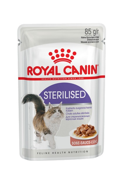 Royal Canin Sterilised / Влажный корм (Консервы-Паучи) Роял Канин Стерилайзд для взрослых кастрированных котов и Стерилизованных кошек в Соусе (цена за упаковку)