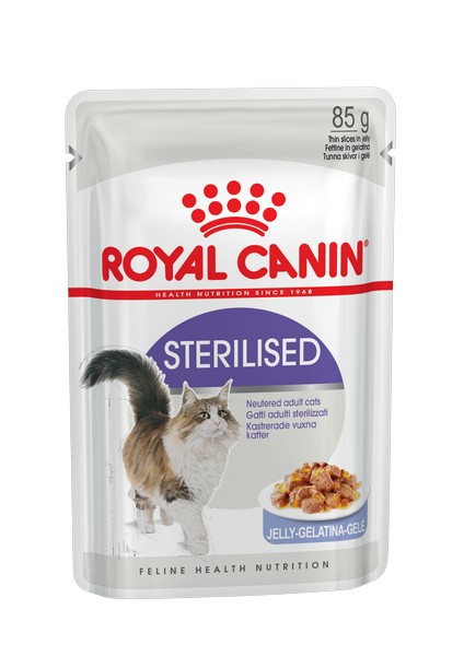 Royal Canin Sterilised Jelly / Влажный корм (Консервы-Паучи) Роял Канин Стерилайзд для взрослых кастрированных котов и Стерилизованных кошек в Желе (цена за упаковку)