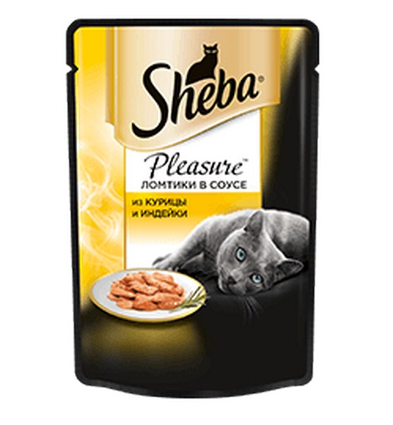 Sheba Pleasure / Паучи Шеба для кошек Ломтики в соусе из Курицы и Индейки (цена за упаковку)