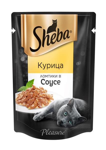 Sheba Pleasure / Паучи Шеба для кошек Курица ломтики в Соусе (цена за упаковку)