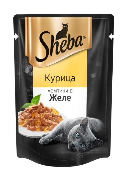 Sheba / Паучи Шеба для кошек Курица ломтики в Желе (цена за упаковку)