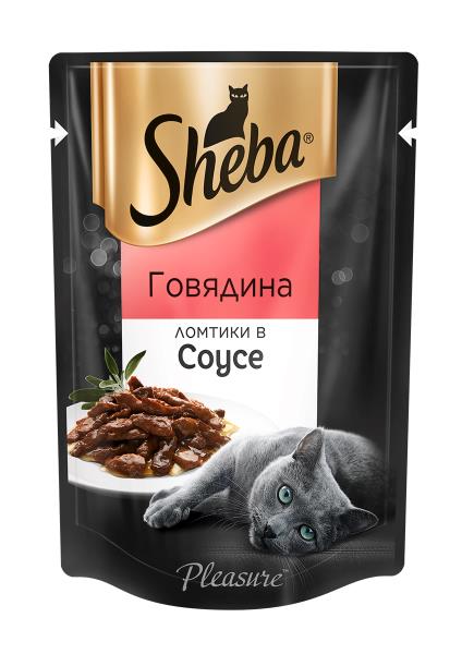 Sheba Pleasure / Паучи Шеба для кошек Говядина ломтики в Соусе (цена за упаковку)