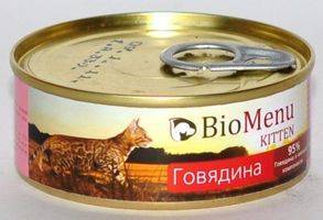 Купить BioMenu Kitten Консервы для Котят мясной паштет с Говядиной за 1430.00 ₽
