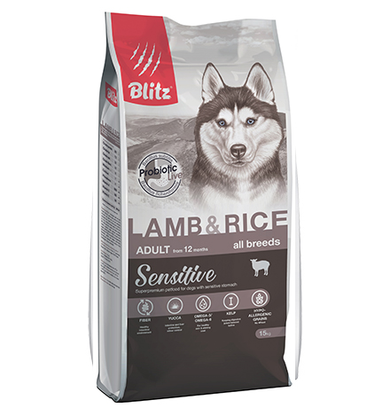 Blitz Sensitive Adult All Breeds Lamb & Rice / Сухой корм Блиц для взрослых собак всех пород Ягненок рис
