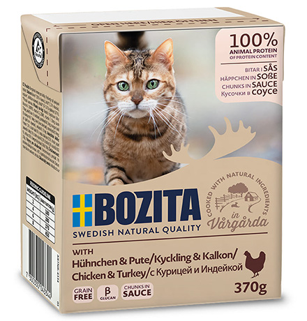 Bozita Feline / Консервы Бозита для кошек кусочки в соусе Курица и индейка (цена за упаковку)