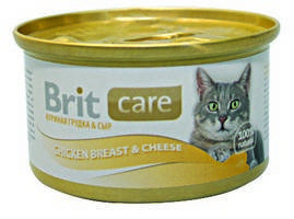 Brit Care Chicken Breast & Cheese / Консервы Брит для Кошек Куриная грудка с сыром (цена за упаковку) 