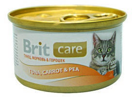 Brit Care Tuna, Carrot & Pea / Консервы Брит для Кошек Тунец, морковь, горошек (цена за упаковку)