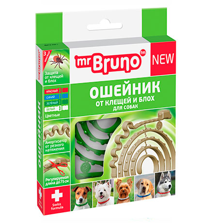 mr Bruno / Ошейник Мистер Бруно для собак Репеллентный От Клещей и Блох 75 см 