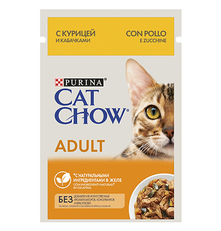 

Purina Cat Chow Chicken / Паучи Пурина Кэт Чау для кошек с Курицей и кабачками в желе (цена за упаковку), Purina Cat Chow Chicken