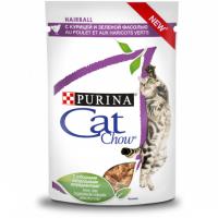 

Purina Cat Chow Hairball / Паучи Пурина Кэт Чау для взрослых кошек против образования комков шерсти в ЖКТ с Курицей и зеленой фасолью в соусе (цена за упаковку), Purina Cat Chow Hairball