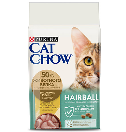 Purina Cat Chow Hairball Control / Сухой корм Пурина Кэт Чау для взрослых кошек для вывода шерсти с птицей 