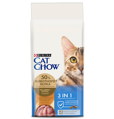 Purina Cat Chow Feline 3в1 / Сухой корм Пурина Кэт Чау для кошек Тройная защита
