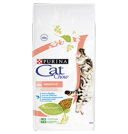 Purina Cat Chow Sensitive / Сухой корм Пурина Кэт Чау для кошек с чувствительным пищеварением
