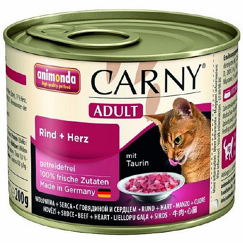 Animonda Carny Adult / Консервы Анимонда для кошек с Говядиной и Сердцем (цена за упаковку)