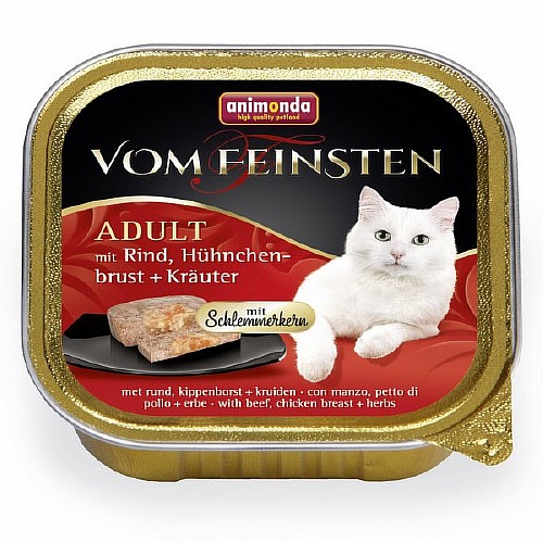 Animonda Vom Feinsten Adult / Консервы Анимонда для кошек с Говядиной, Куриной грудкой и Травами (цена за упаковку)