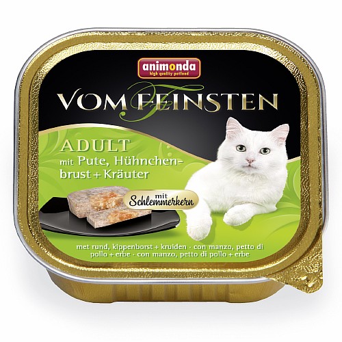 Animonda Vom Feinsten Adult / Консервы Анимонда для кошек с Индейкой, Куриной грудкой и Травами (цена за упаковку) 