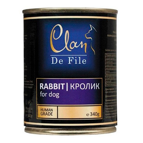 Clan De File / Консервы Клан для собак Кролик (цена за упаковку)