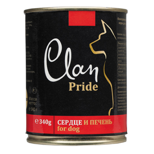 Clan Pride / Консервы Клан для собак Говяжье Сердце и Печень (цена за упаковку)