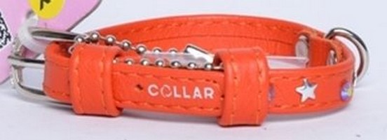 

CoLLaR Glamour / Ошейник Колар для собак Кожаный Двойной Прошитый с Клеевыми стразами "Звездочка" 18-21см х 9мм, CoLLaR Glamour