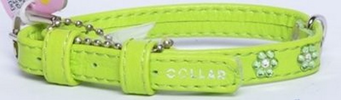 

CoLLaR Glamour / Ошейник Колар для собак Кожаный Двойной Прошитый с клеевыми стразами "Цветочек" 21-29см х 12мм, CoLLaR Glamour