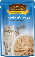 Деревенские лакомства / Паучи для кошек Филейный тунец в нежном желе (цена за упаковку) 