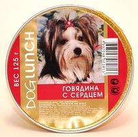 Dog Lunch / Консервы ДогЛанч для взрослых собак Говядина с Сердцем крем-суфле (цена за упаковку) 