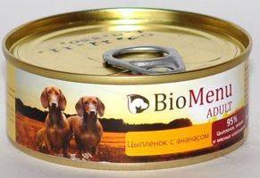 BioMenu Adult Консервы для Собак Цыпленок с Ананасами Цена за упаковку 100x24