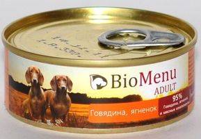 BioMenu Adult Консервы для Собак Говядина & Ягненок Цена за упаковку 100x24