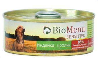 BioMenu Sensitive Консервы для Собак Индейка & Кролик Цена за упаковку 100x24 