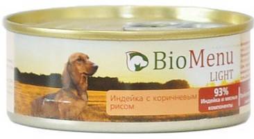 BioMenu Light Консервы для Собак Индейка с коричневым рисом Цена за упаковку 100x24 