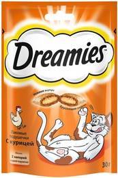 Dreamies / Лакомство Дримис для кошек Подушечки с Курицей 