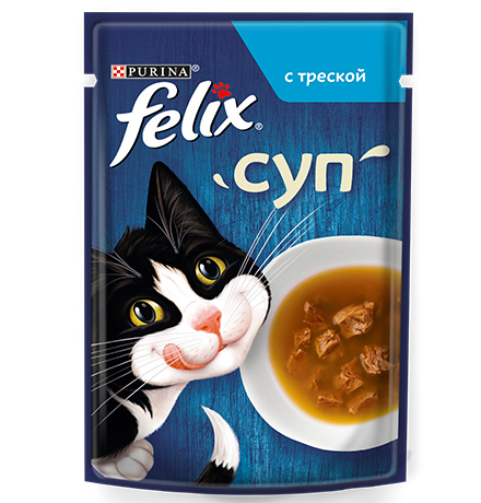 Felix / Паучи Пурина Феликс Суп для взрослых кошек с треской (цена за упаковку) 