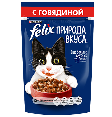 

Felix Природа вкуса / Паучи Феликс для кошек с Говядиной (цена за упаковку), Felix Природа вкуса