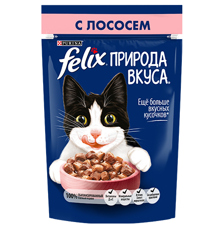 

Felix Природа вкуса / Паучи Феликс для кошек с Лососем (цена за упаковку), Felix Природа вкуса