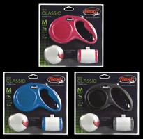 

flexi Набор (Рулетка New Classic М собак весом до 20 кг Трос 5 м + LED фонарик + Multi-box)