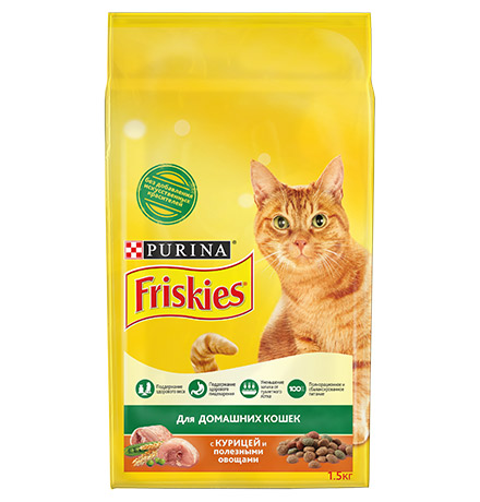 Friskies / Сухой корм Пурина Фрискис для взрослых кошек с курицей 