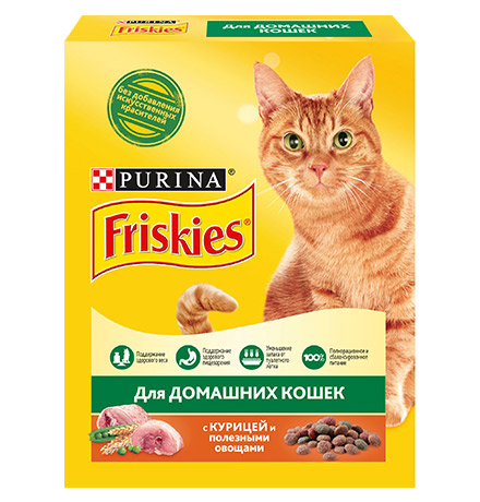 Friskies / Сухой корм Пурина Фрискис для взрослых кошек с курицей 