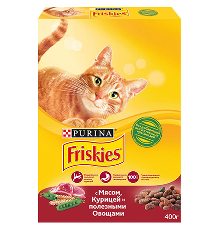 Friskies / Сухой корм Пурина Фрискис для взрослых кошек с мясом и курицей 