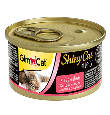 GimCat ShinyCat / Консервы Джимкэт для кошек Курица с крабом (цена за упаковку) 