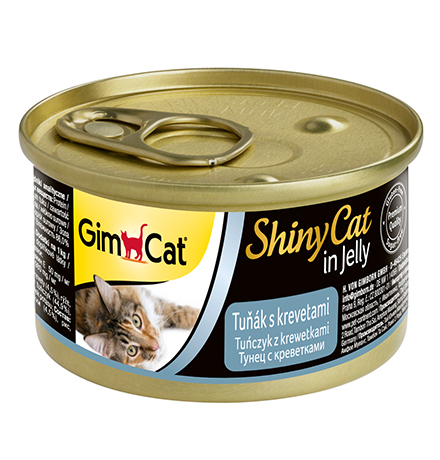 GimCat ShinyCat / Консервы Джимкэт для кошек Тунец с креветками (цена за упаковку)